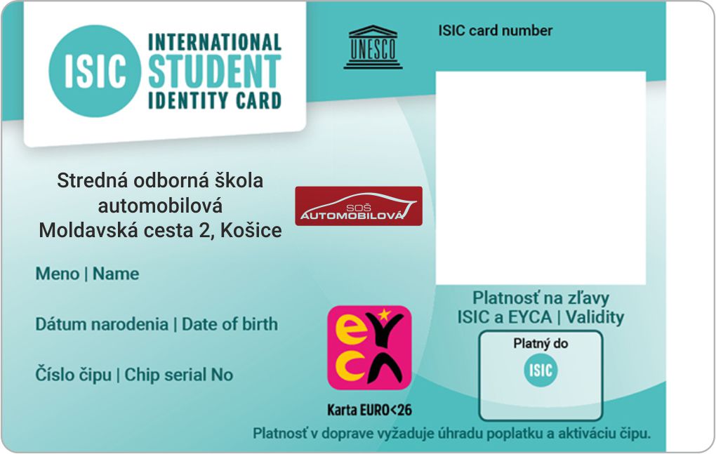 ISIC študentský identifikačný preukaz pre žiakov našej školy!